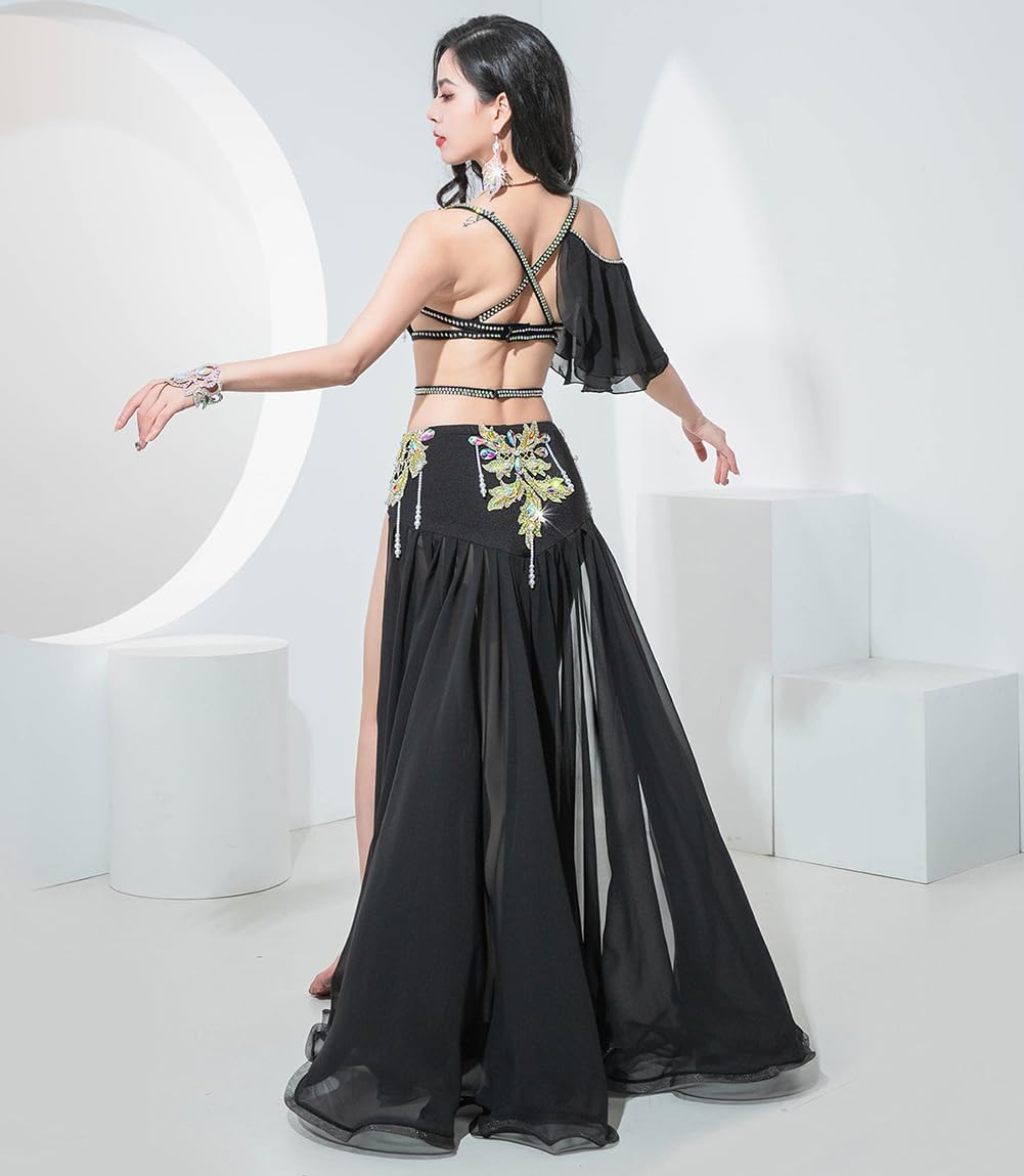 RIKOUZY] 豪華なベリーダンス衣装 ラインストーン ビーズ刺繍